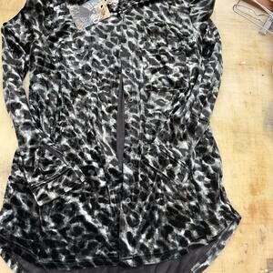 Stylish Black and White Animal Print Button Down Shirt